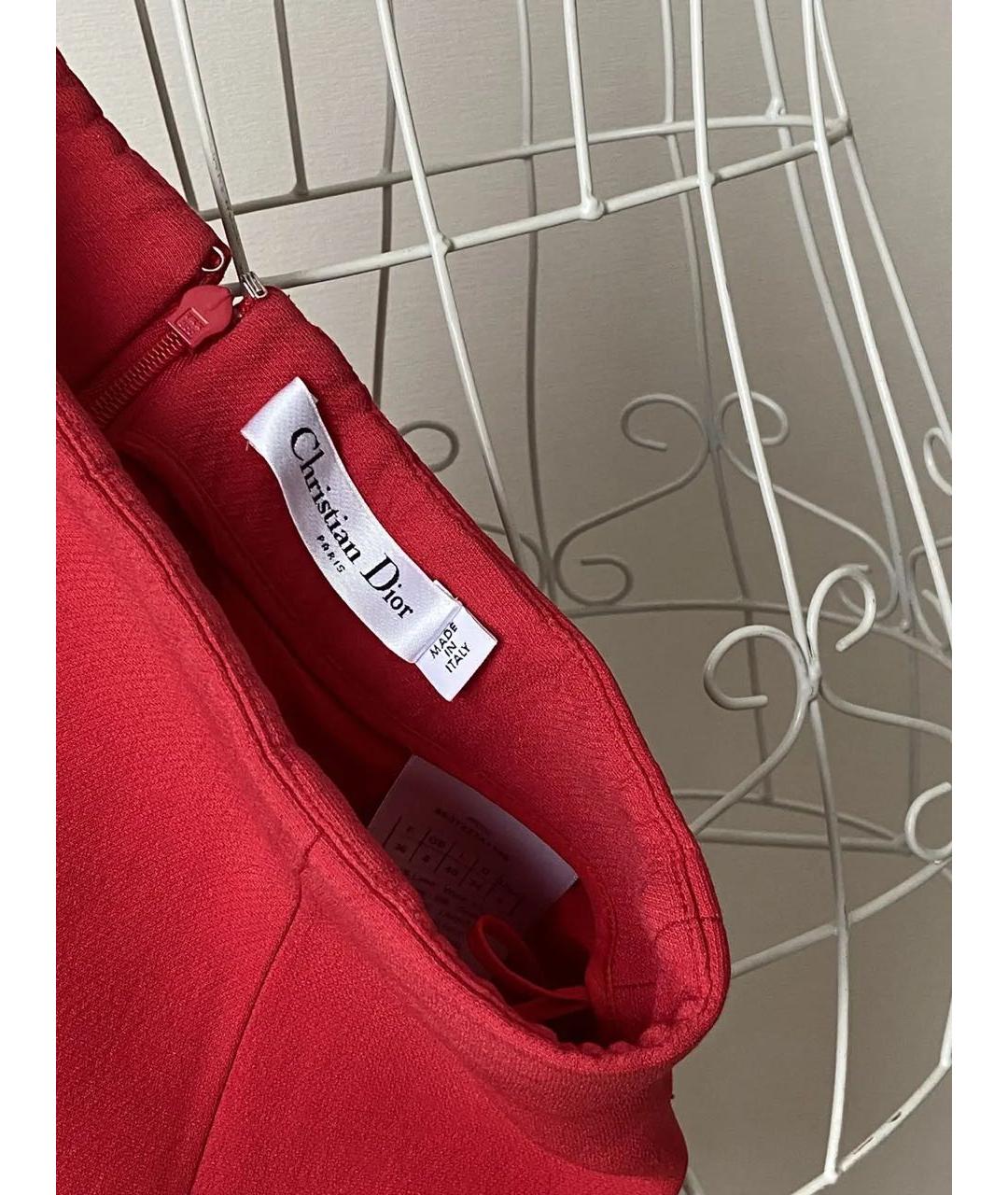 CHRISTIAN DIOR Красная шерстяная юбка миди, фото 4