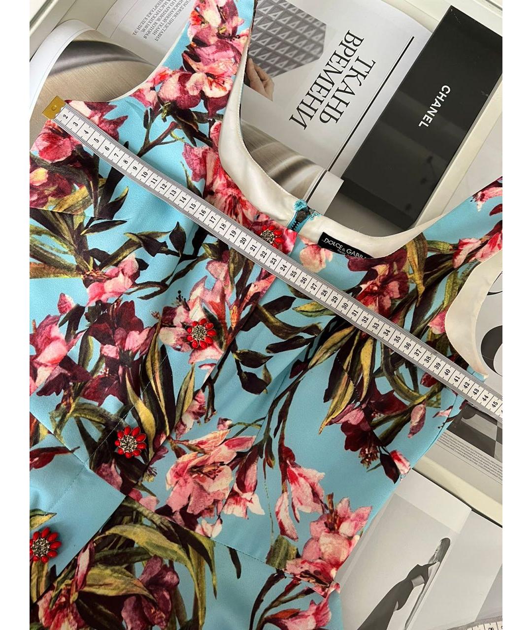 DOLCE&GABBANA Голубое вискозное коктейльное платье, фото 2