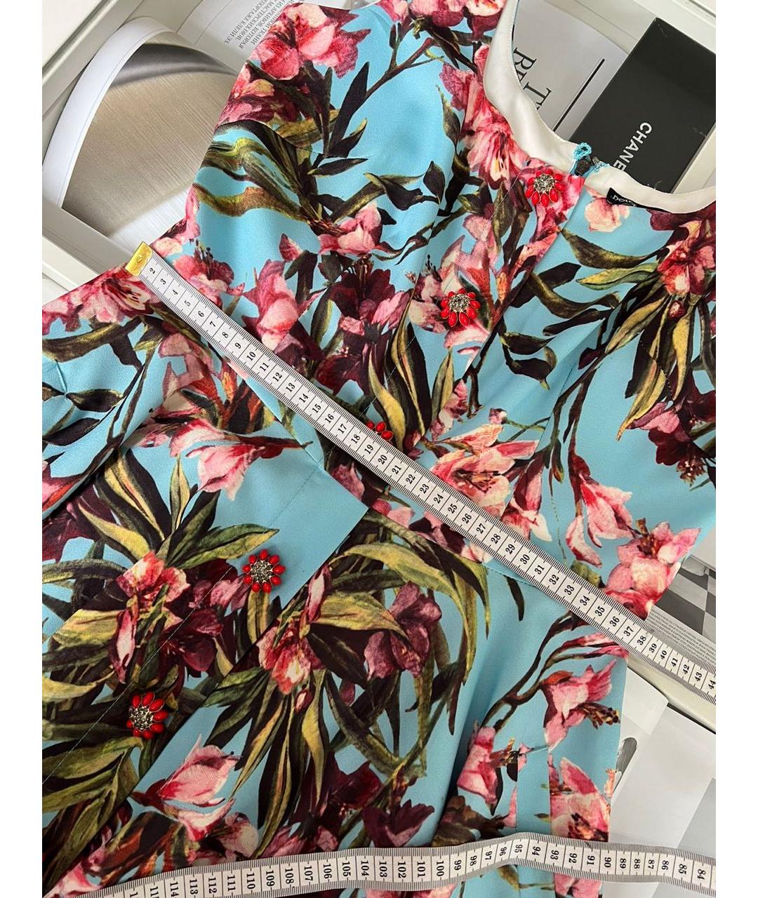 DOLCE&GABBANA Голубое вискозное коктейльное платье, фото 4