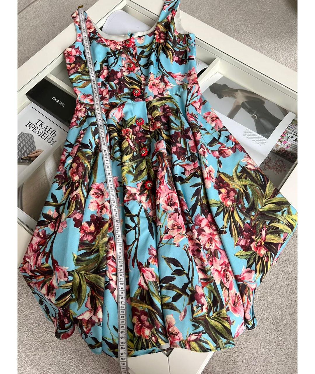 DOLCE&GABBANA Голубое вискозное коктейльное платье, фото 3