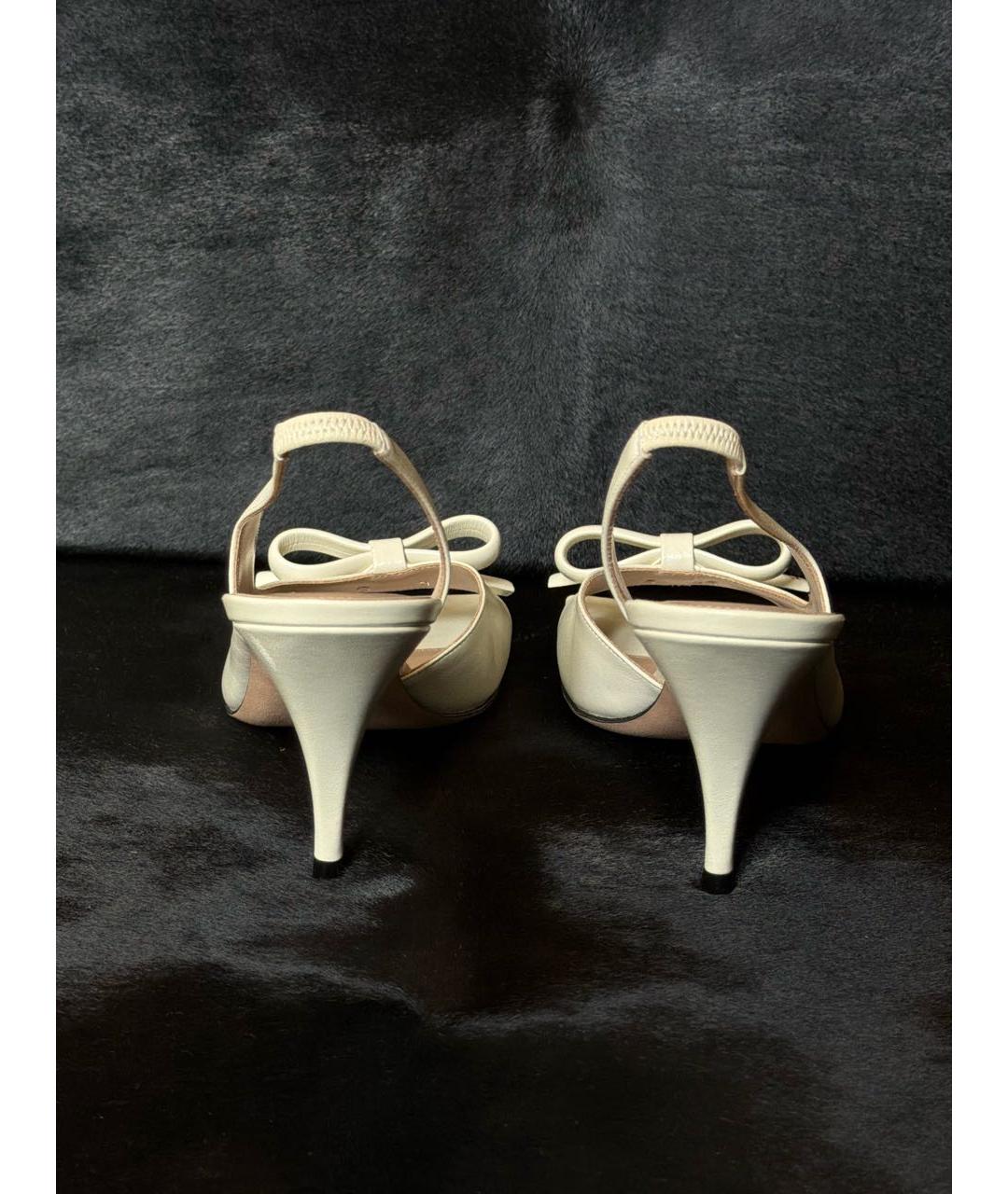 CHRISTIAN DIOR Белые кожаные босоножки, фото 5