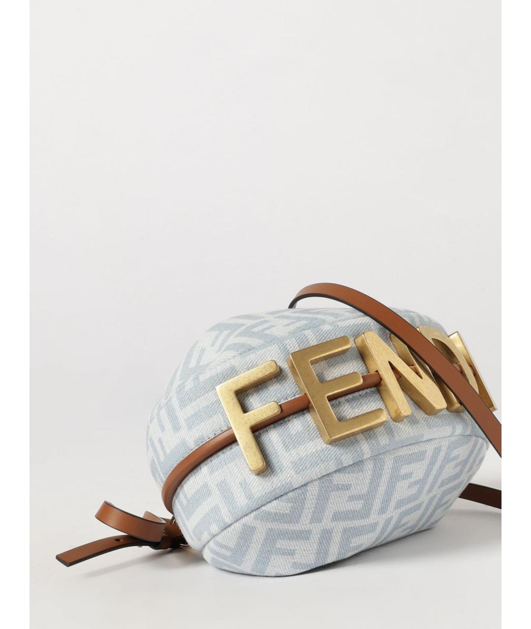 FENDI Голубая хлопковая сумка с короткими ручками, фото 4