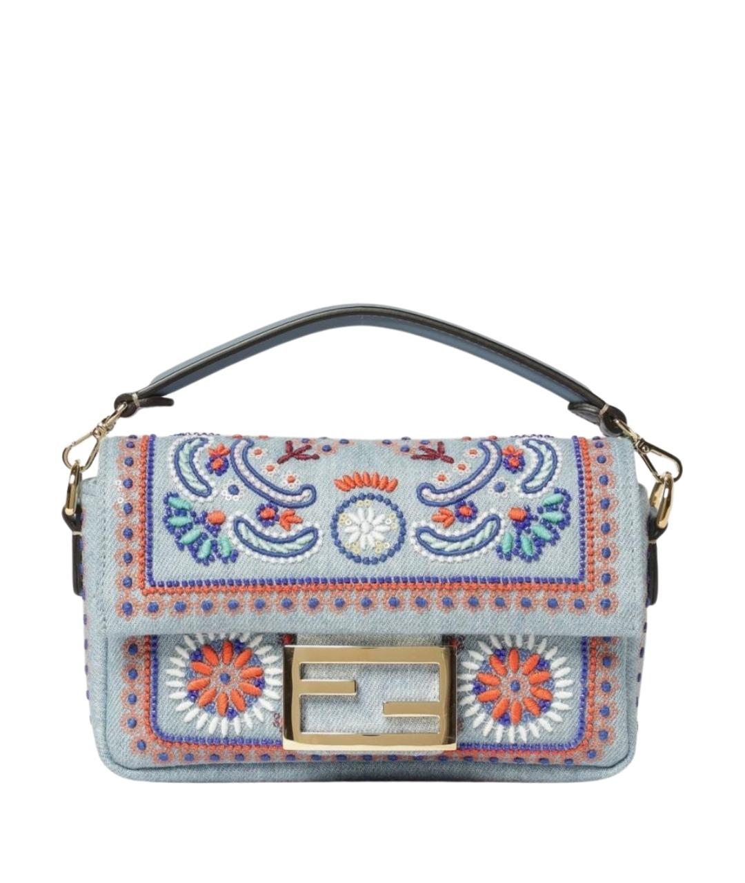 FENDI Голубая хлопковая сумка через плечо, фото 1