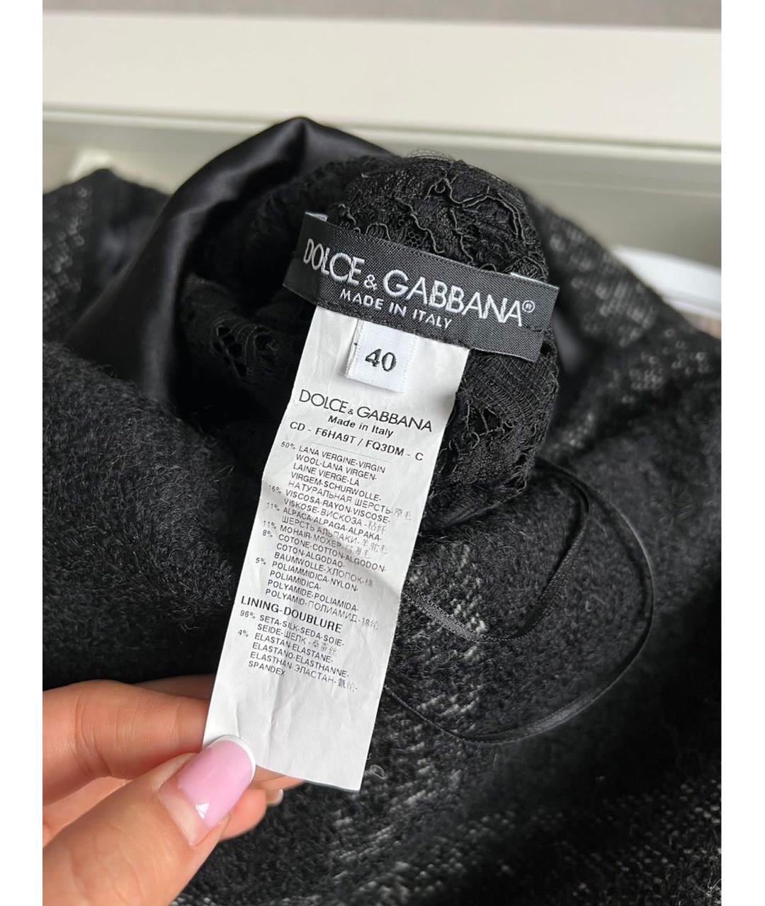 DOLCE&GABBANA Черное шерстяное платье, фото 3