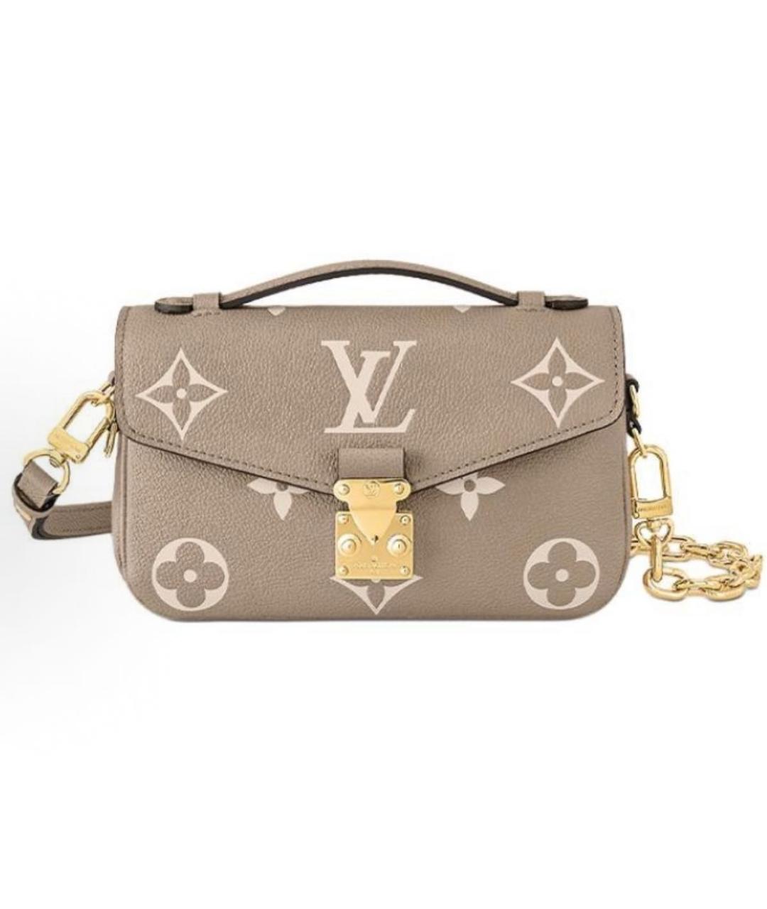 LOUIS VUITTON Бежевая кожаная сумка с короткими ручками, фото 3