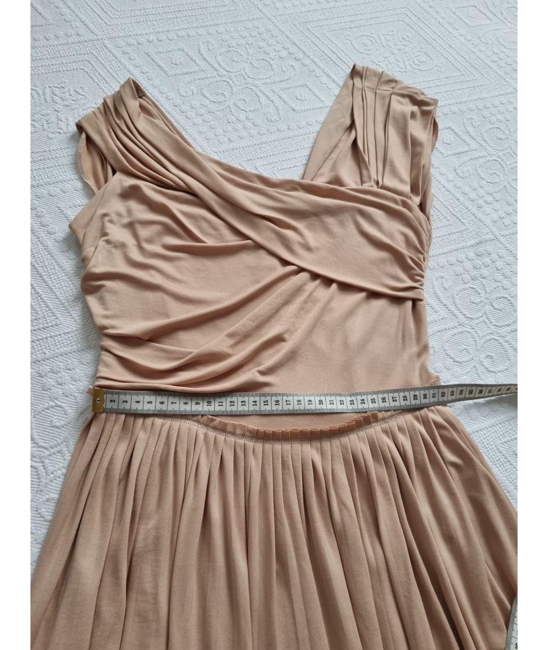 CHRISTIAN DIOR Бежевое вискозное коктейльное платье, фото 6