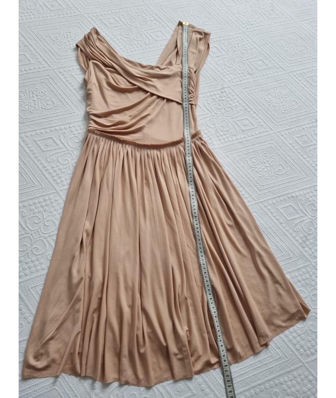 CHRISTIAN DIOR Бежевое вискозное коктейльное платье, фото 4