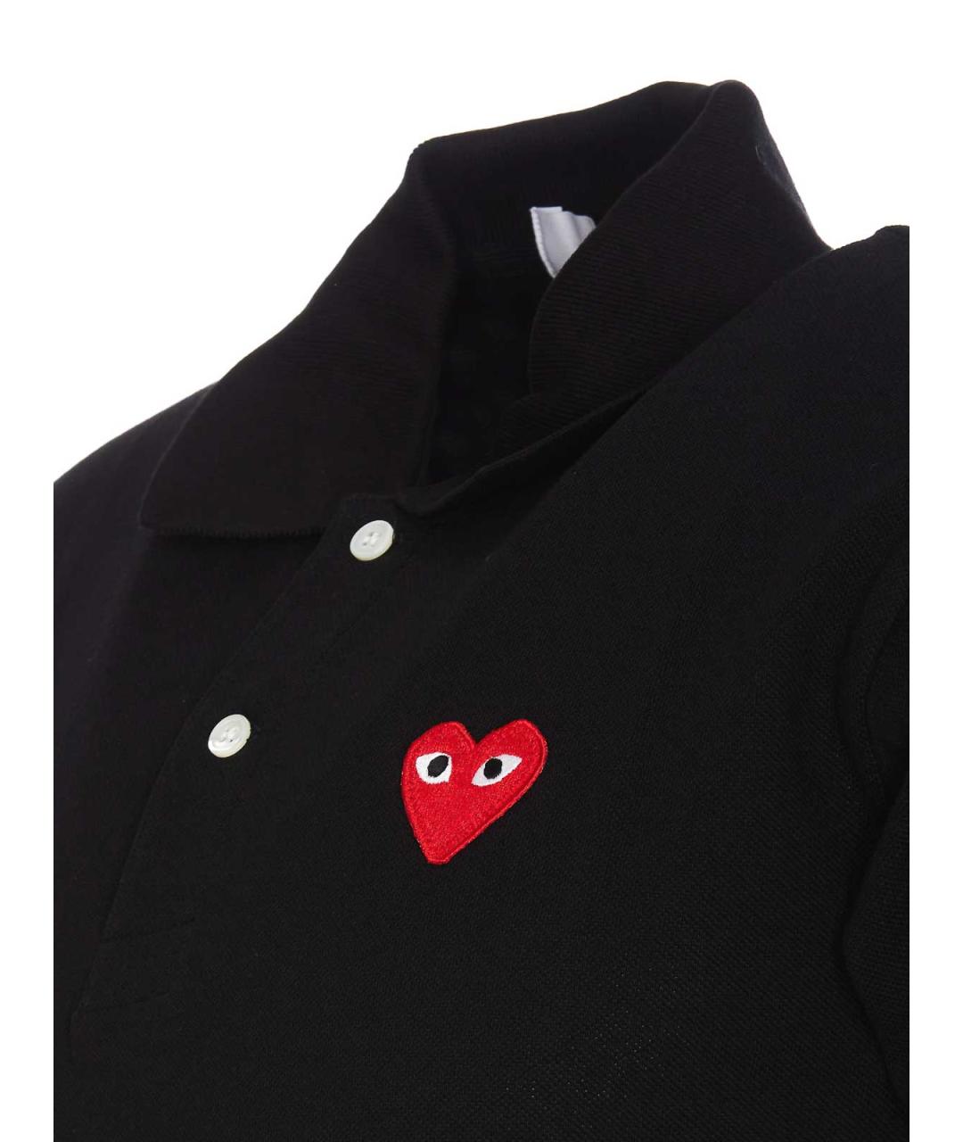 COMME DES GARÇONS PLAY Черное хлопковое поло с коротким рукавом, фото 3