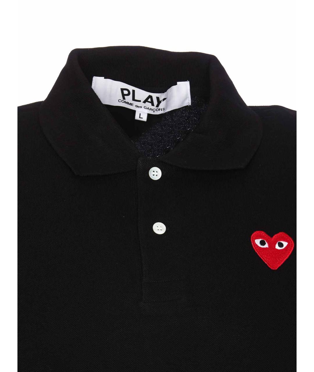 COMME DES GARÇONS PLAY Черное хлопковое поло с коротким рукавом, фото 4