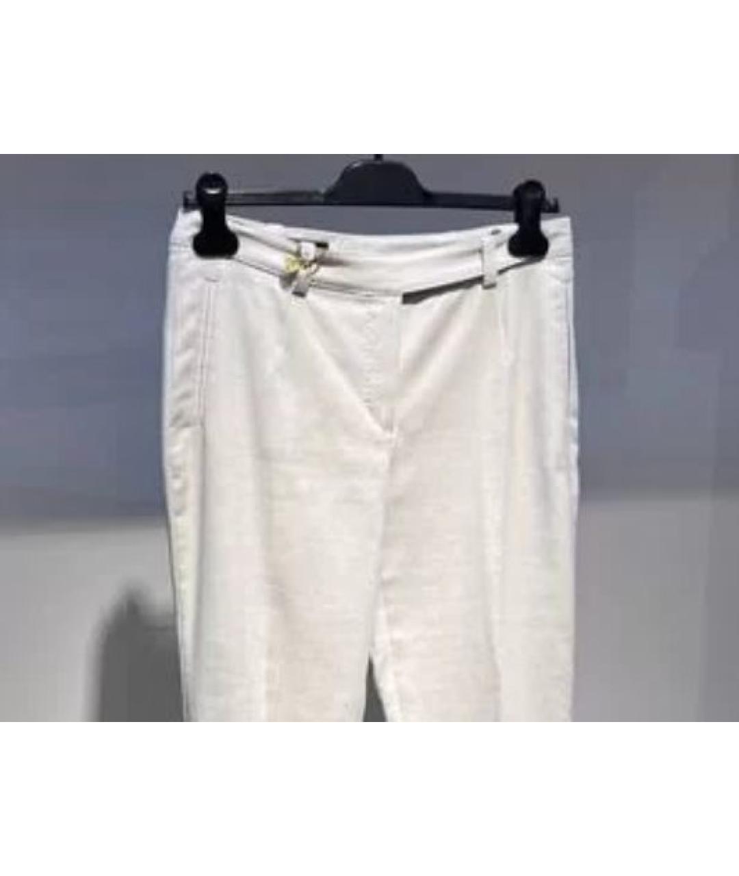 LORO PIANA Белые хлопковые брюки узкие, фото 4