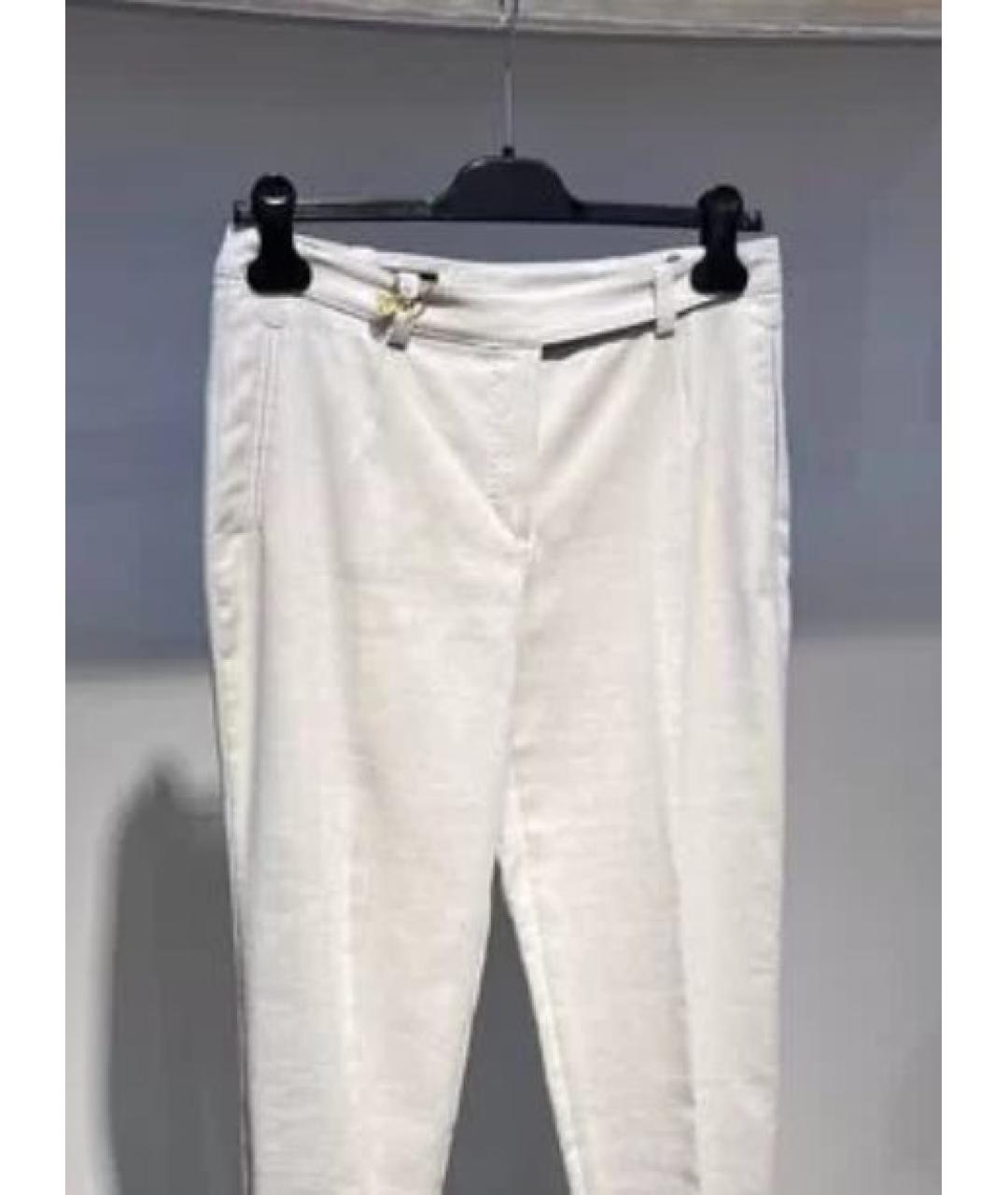 LORO PIANA Белые хлопковые брюки узкие, фото 3