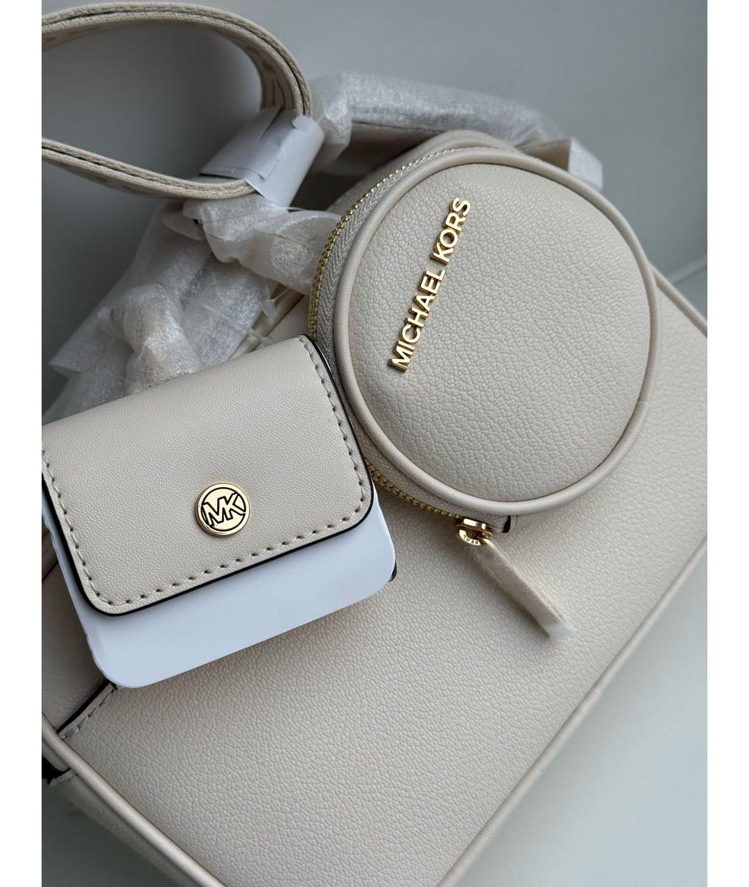 MICHAEL KORS Белая кожаная сумка через плечо, фото 5