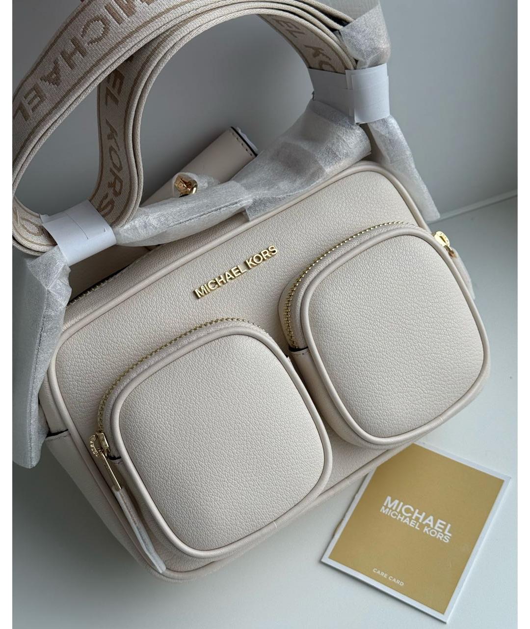 MICHAEL KORS Белая кожаная сумка через плечо, фото 2