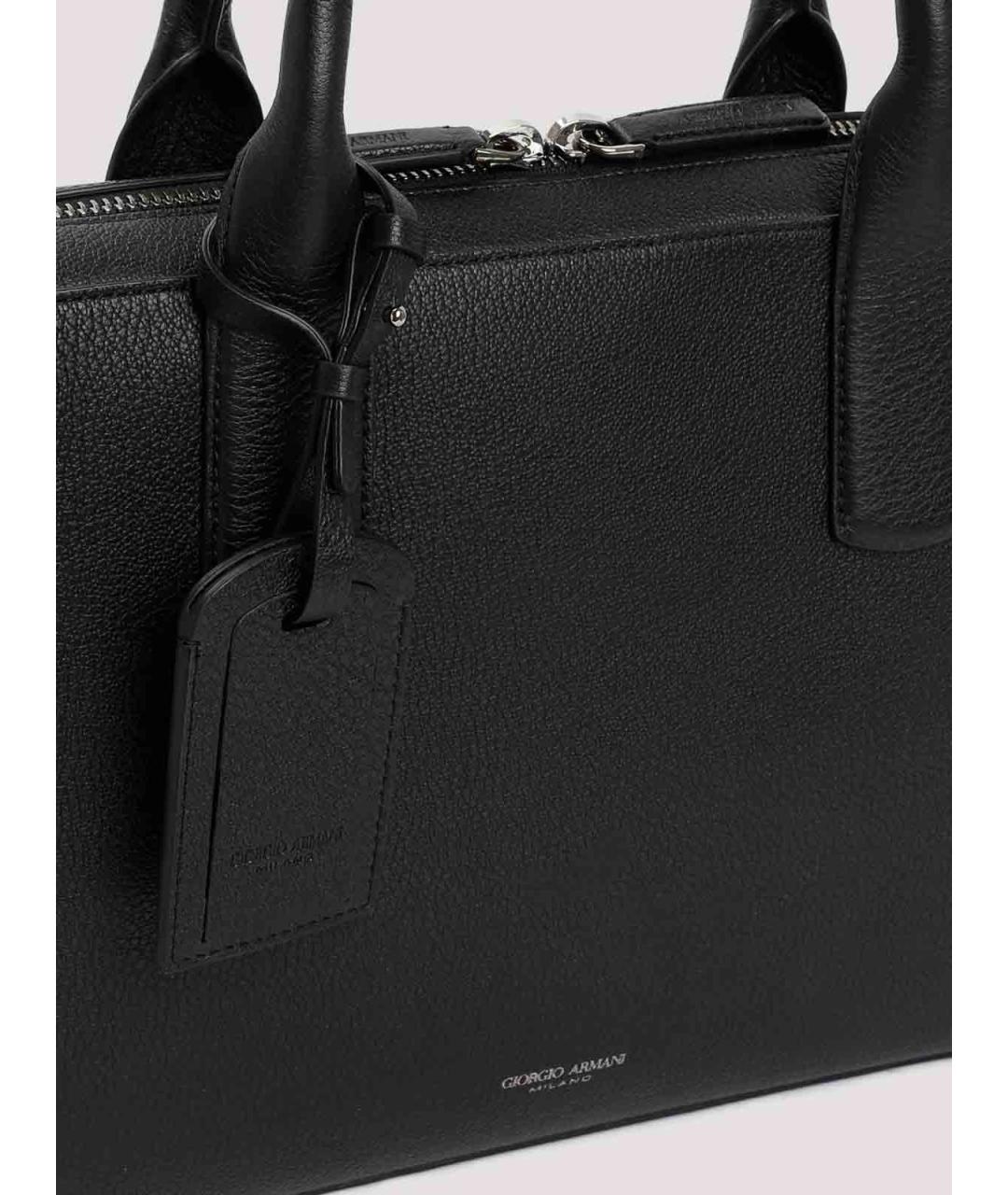 GIORGIO ARMANI Черный кожаный портфель, фото 4