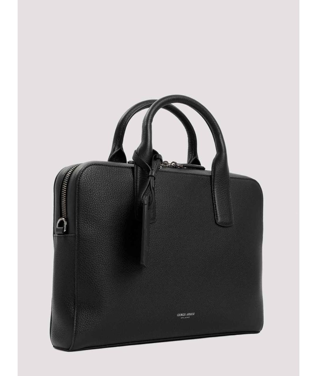 GIORGIO ARMANI Черный кожаный портфель, фото 3