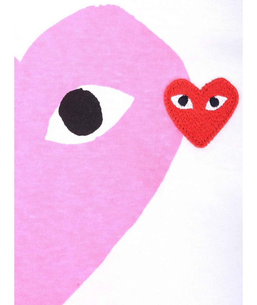 COMME DES GARÇONS PLAY Белая хлопковая футболка, фото 3