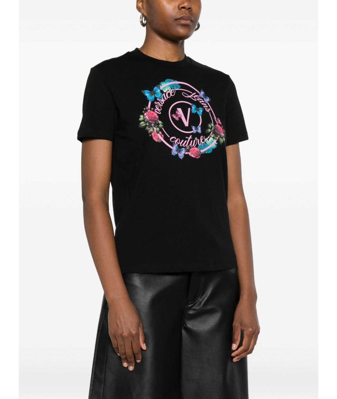 VERSACE JEANS COUTURE Черная хлопковая футболка, фото 2