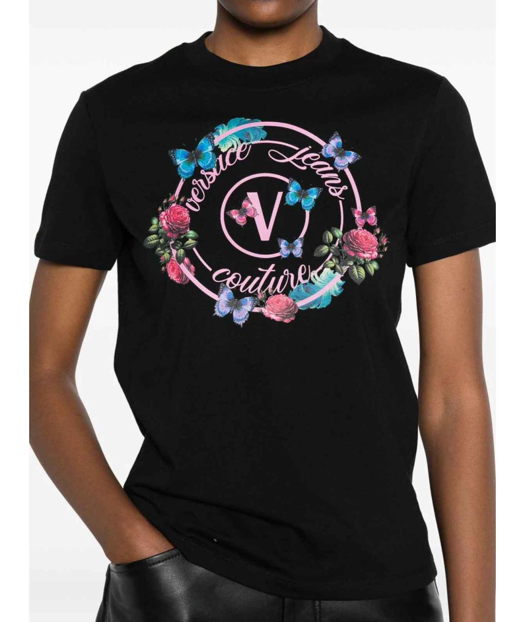 VERSACE JEANS COUTURE Черная хлопковая футболка, фото 5