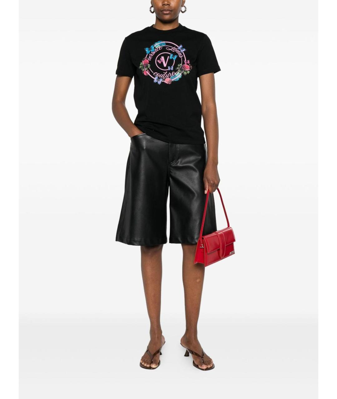VERSACE JEANS COUTURE Черная хлопковая футболка, фото 3