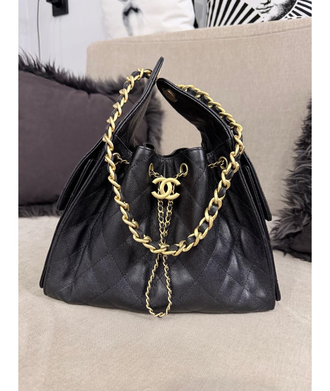 CHANEL Черная кожаная сумка через плечо, фото 6