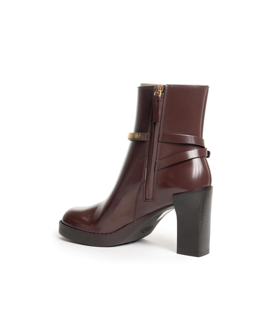 TOD'S Бордовые кожаные ботильоны, фото 2