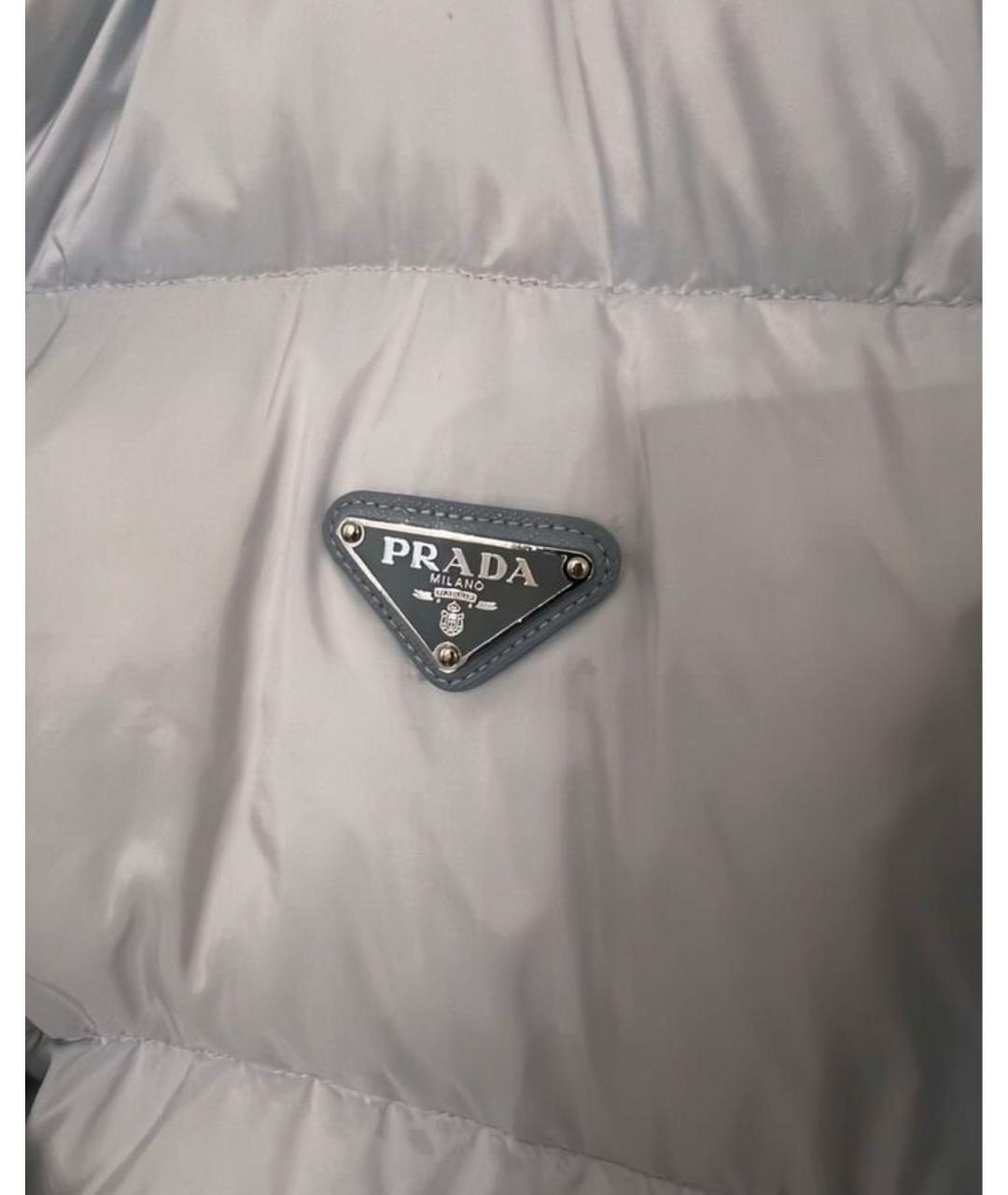 PRADA Голубой нейлоновый пуховик, фото 2