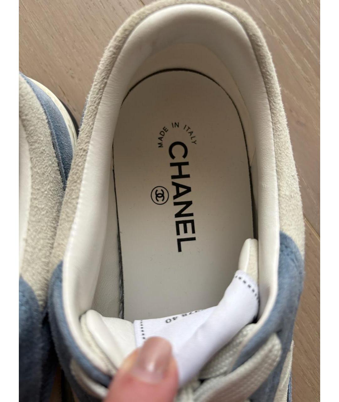 CHANEL Голубые кожаные кроссовки, фото 3