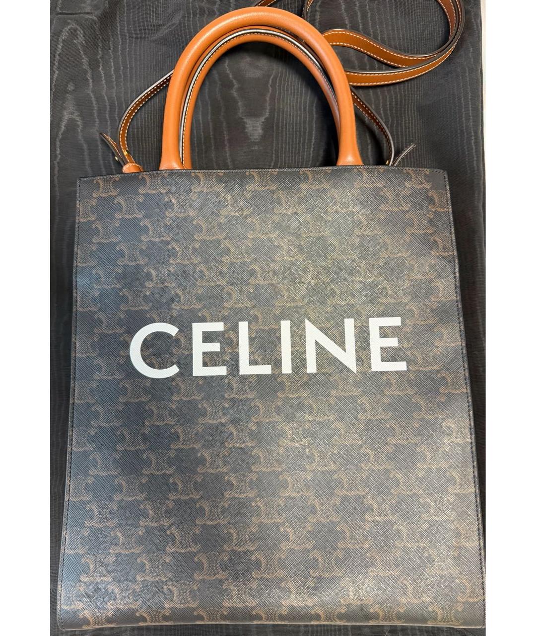 CELINE Коричневая сумка тоут из канвы, фото 5