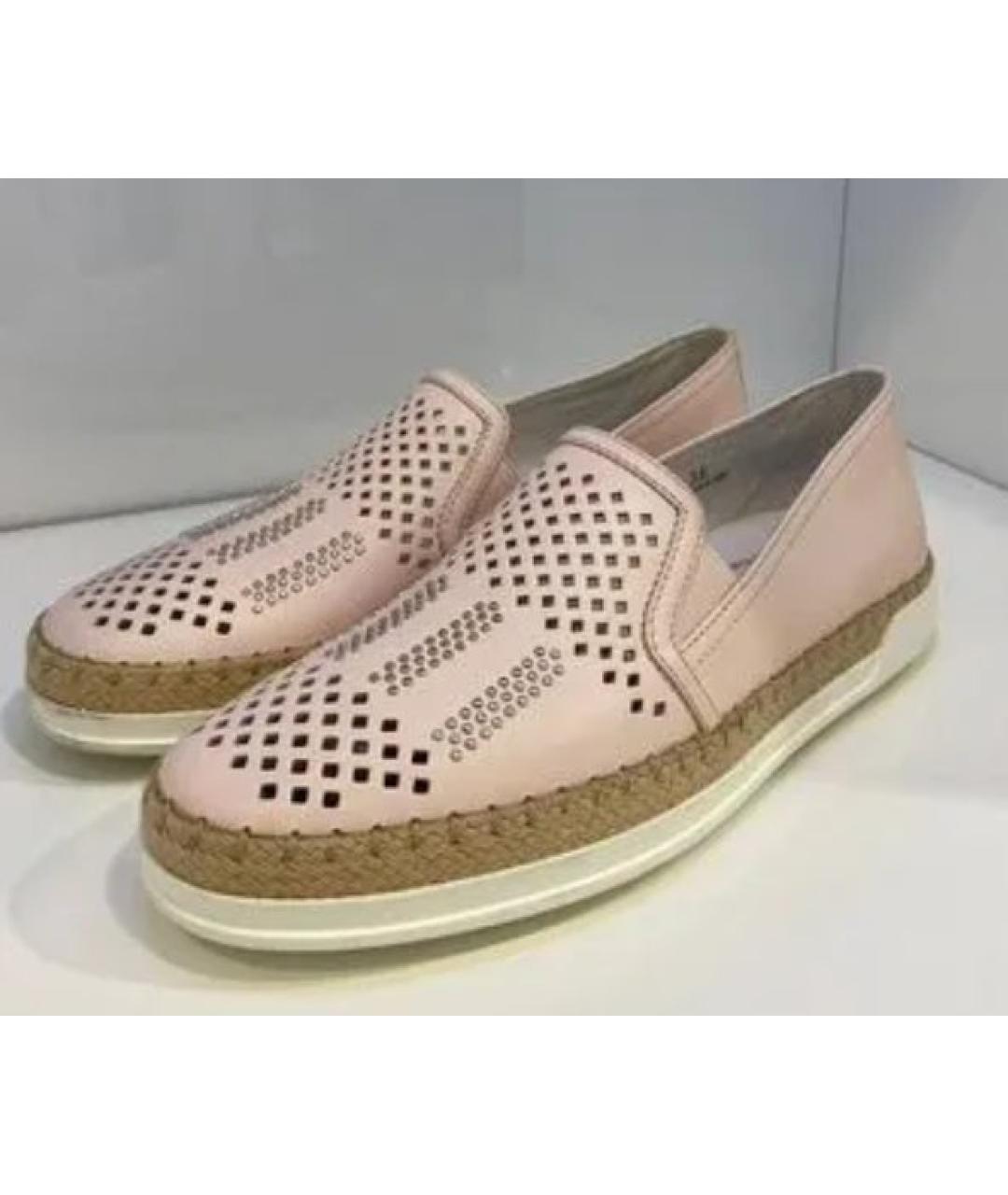TOD'S Розовые кожаные слипоны, фото 3