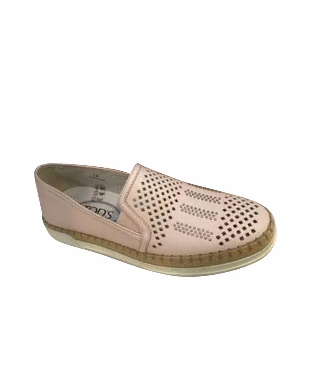 TOD'S Розовые кожаные слипоны, фото 5