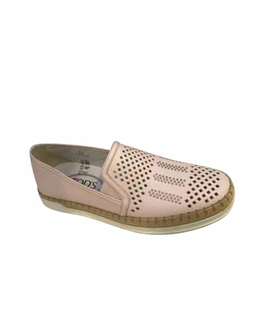 TOD'S Розовые кожаные слипоны, фото 1