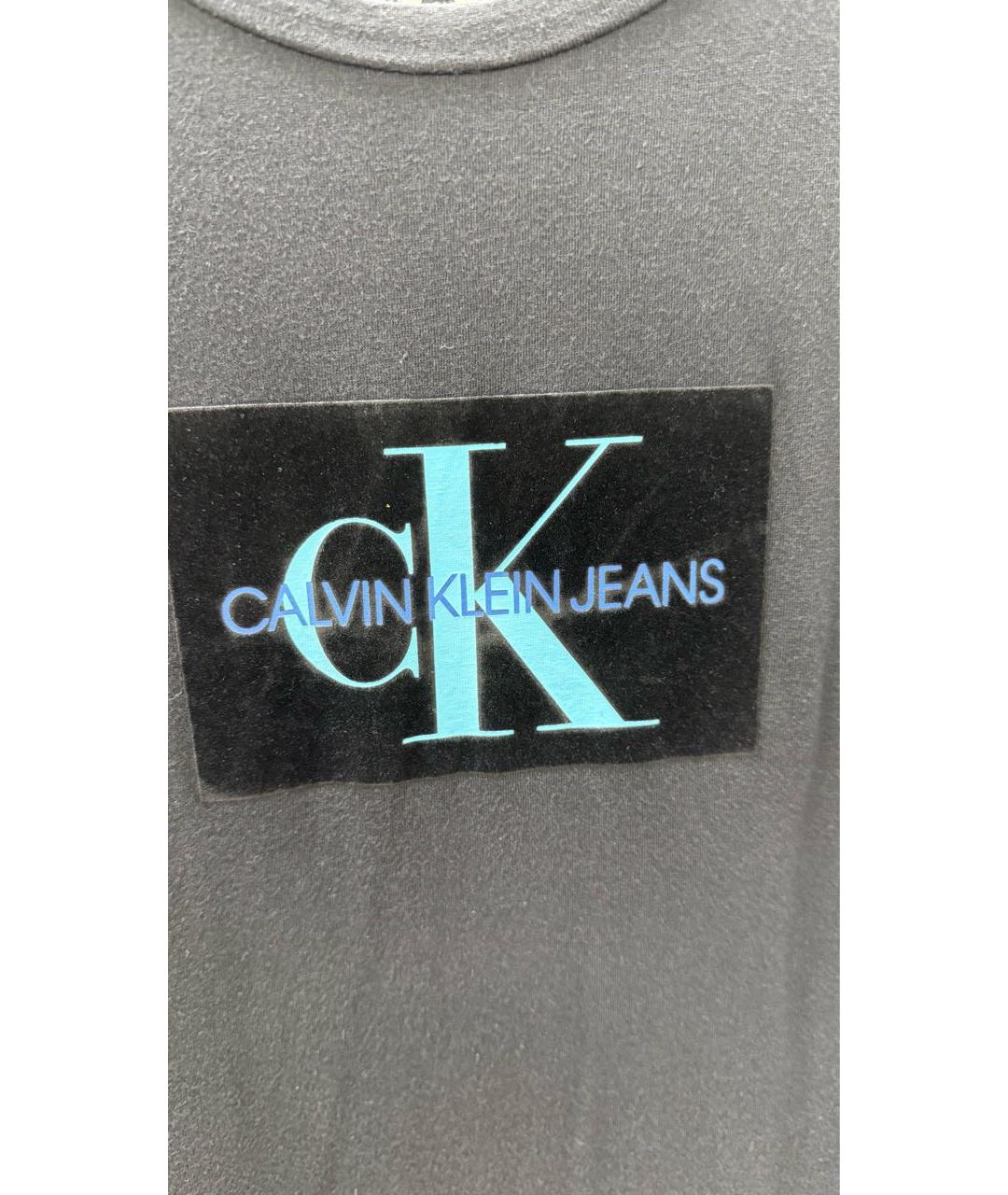 CALVIN KLEIN Черная хлопко-эластановая футболка, фото 4