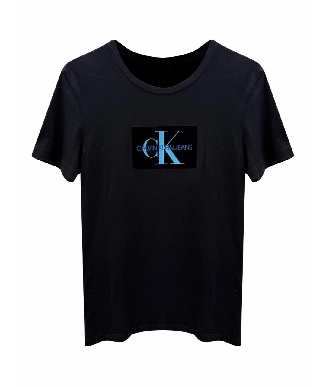 CALVIN KLEIN Черная хлопко-эластановая футболка, фото 1