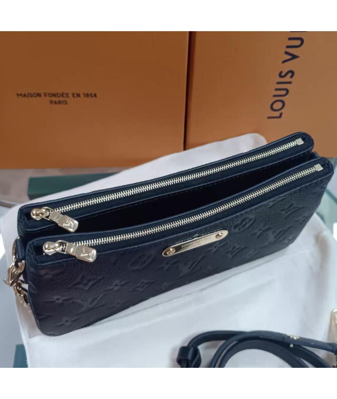 LOUIS VUITTON Черная кожаная сумка через плечо, фото 5