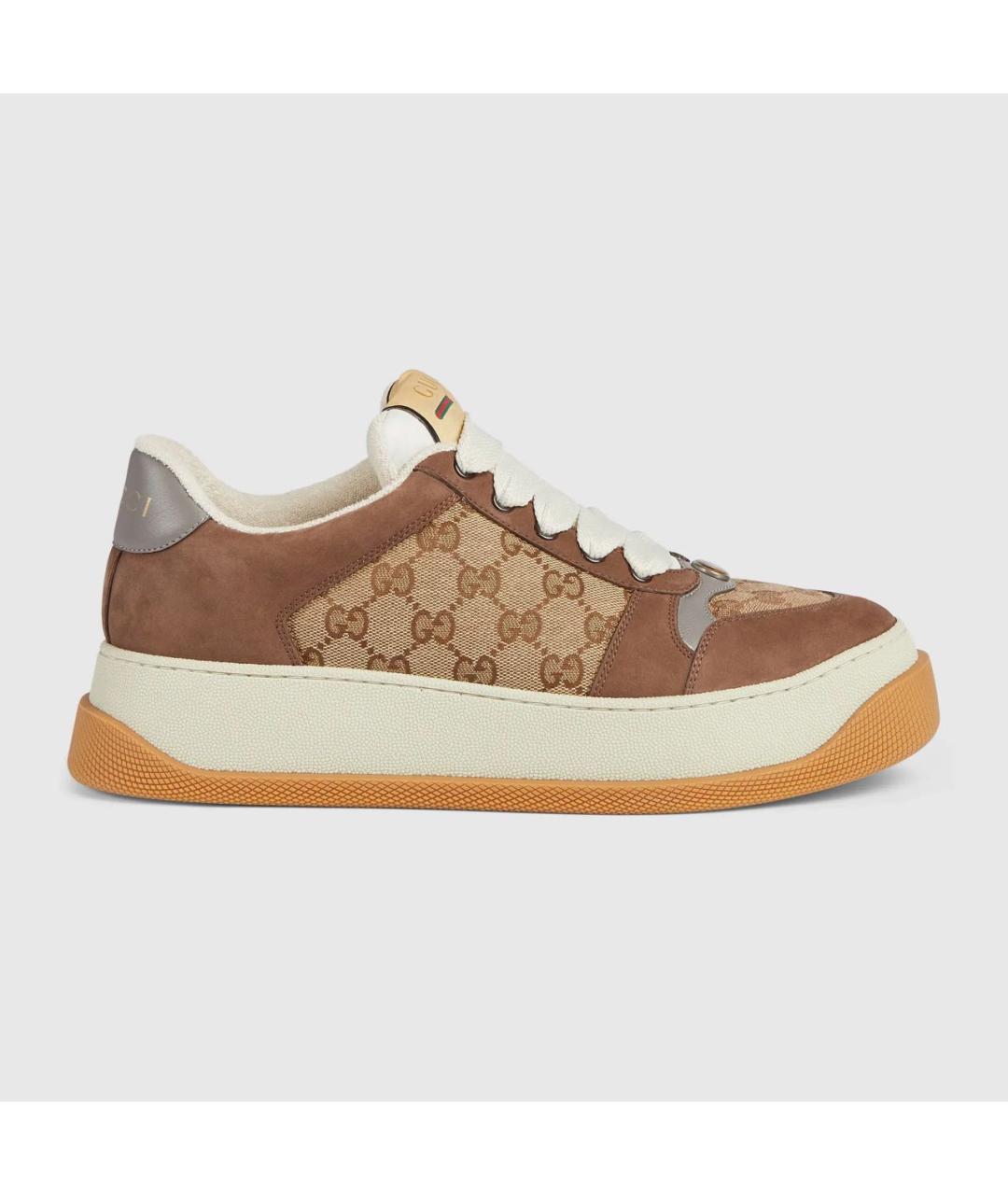 GUCCI Коричневые кожаные низкие кроссовки / кеды, фото 5
