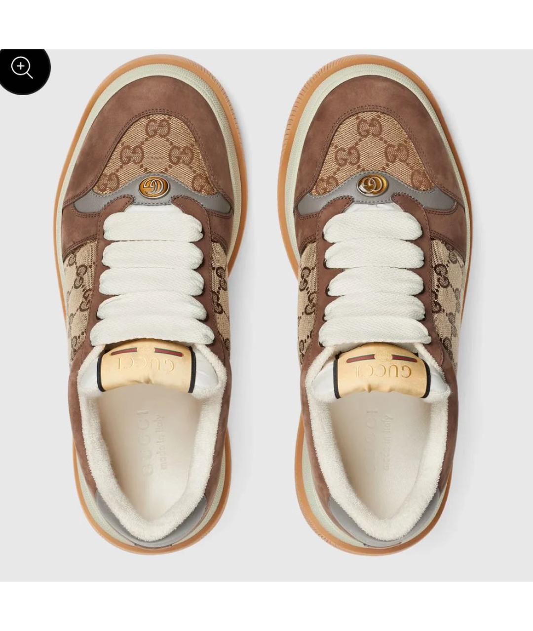 GUCCI Коричневые кожаные низкие кроссовки / кеды, фото 3