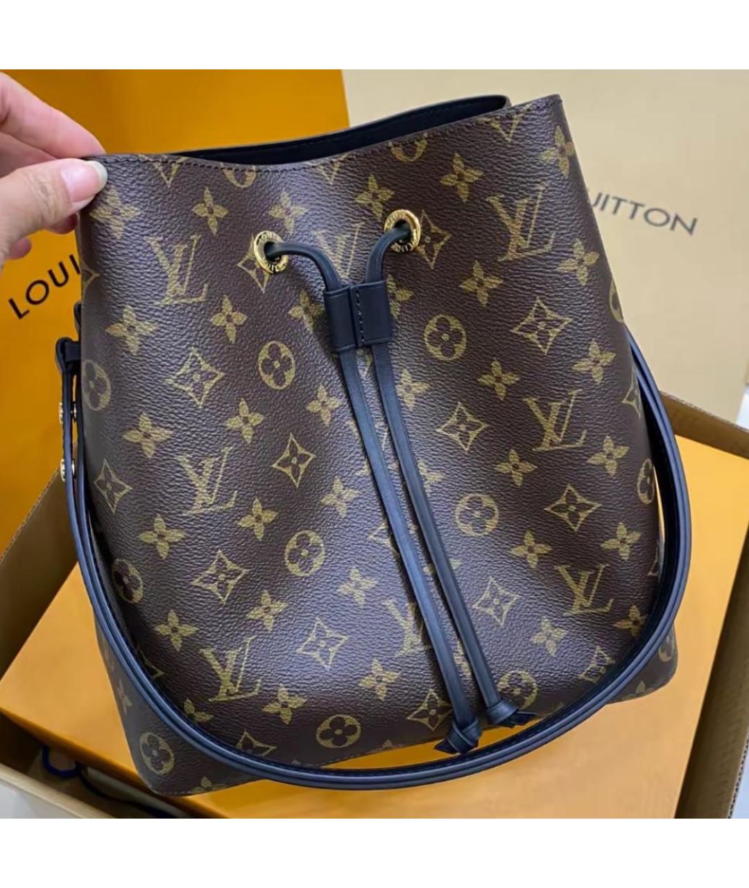 LOUIS VUITTON Коричневая кожаная сумка через плечо, фото 6