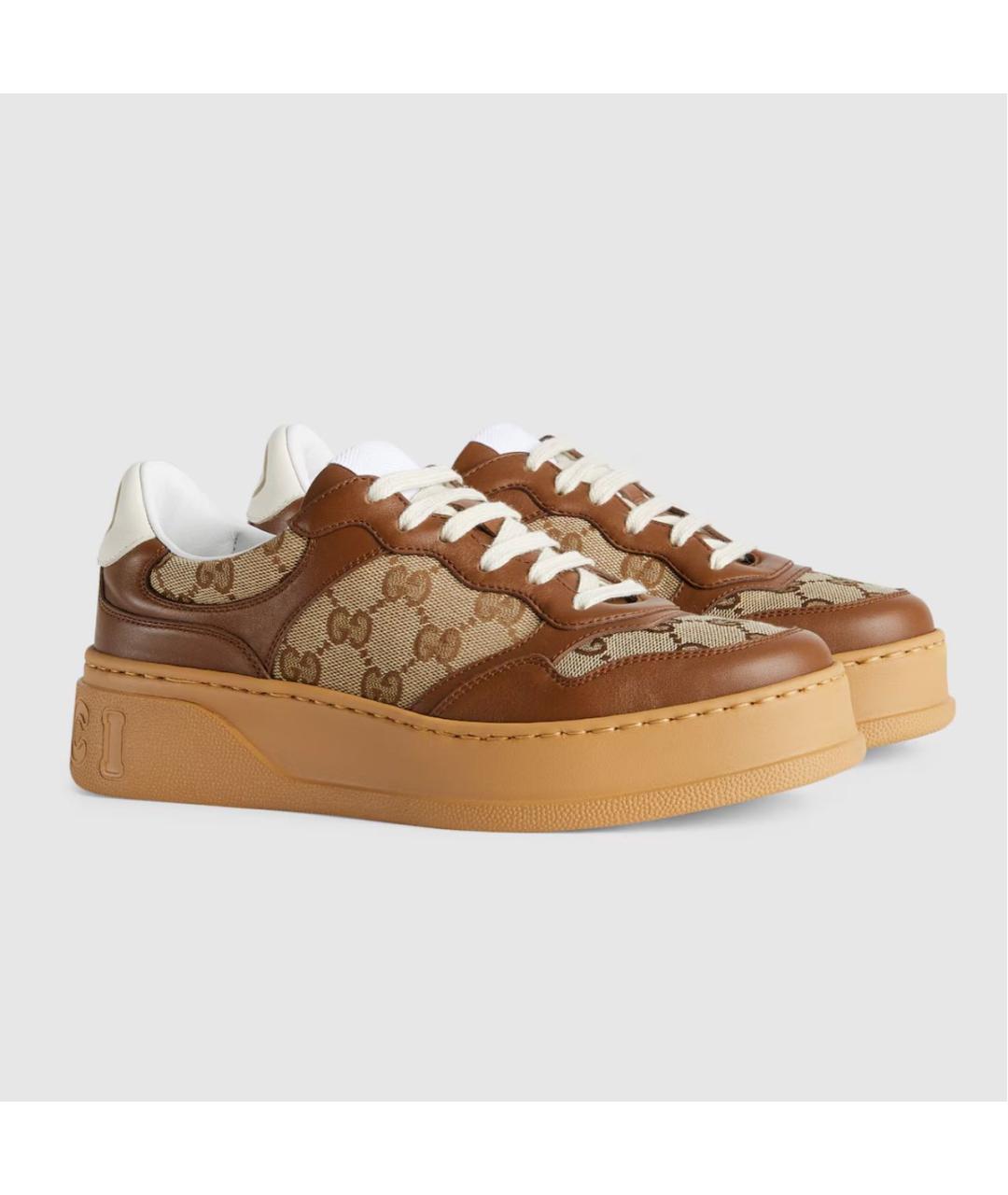 GUCCI Коричневые кожаные кеды, фото 6