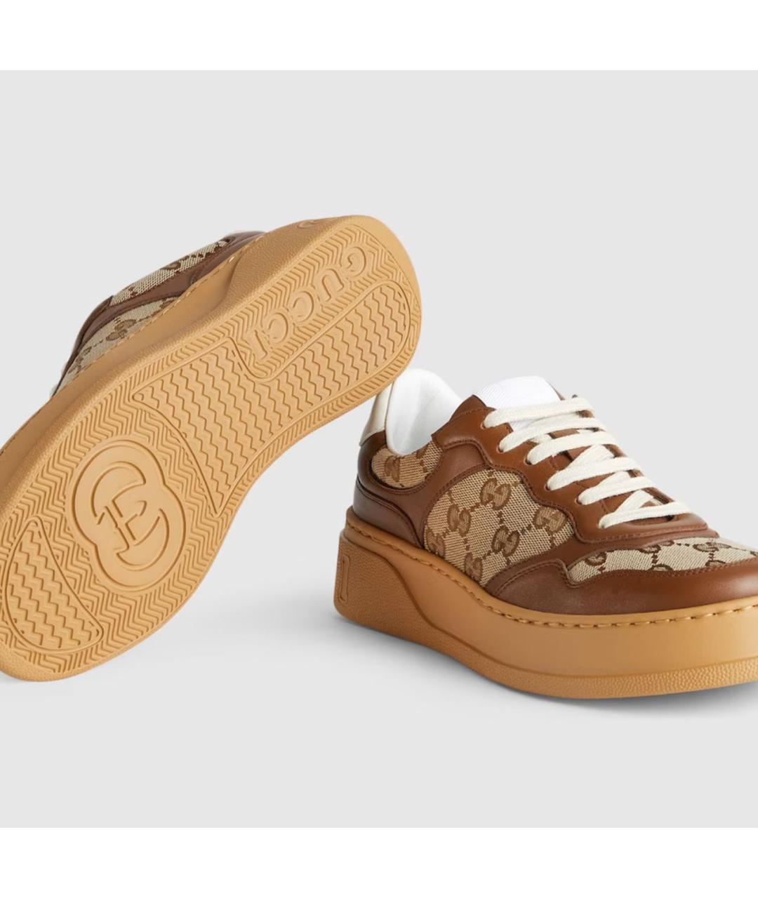 GUCCI Коричневые кожаные кеды, фото 4