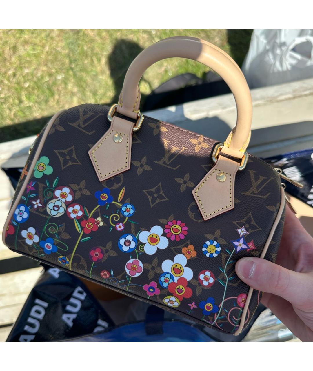 LOUIS VUITTON Коричневая кожаная сумка с короткими ручками, фото 6