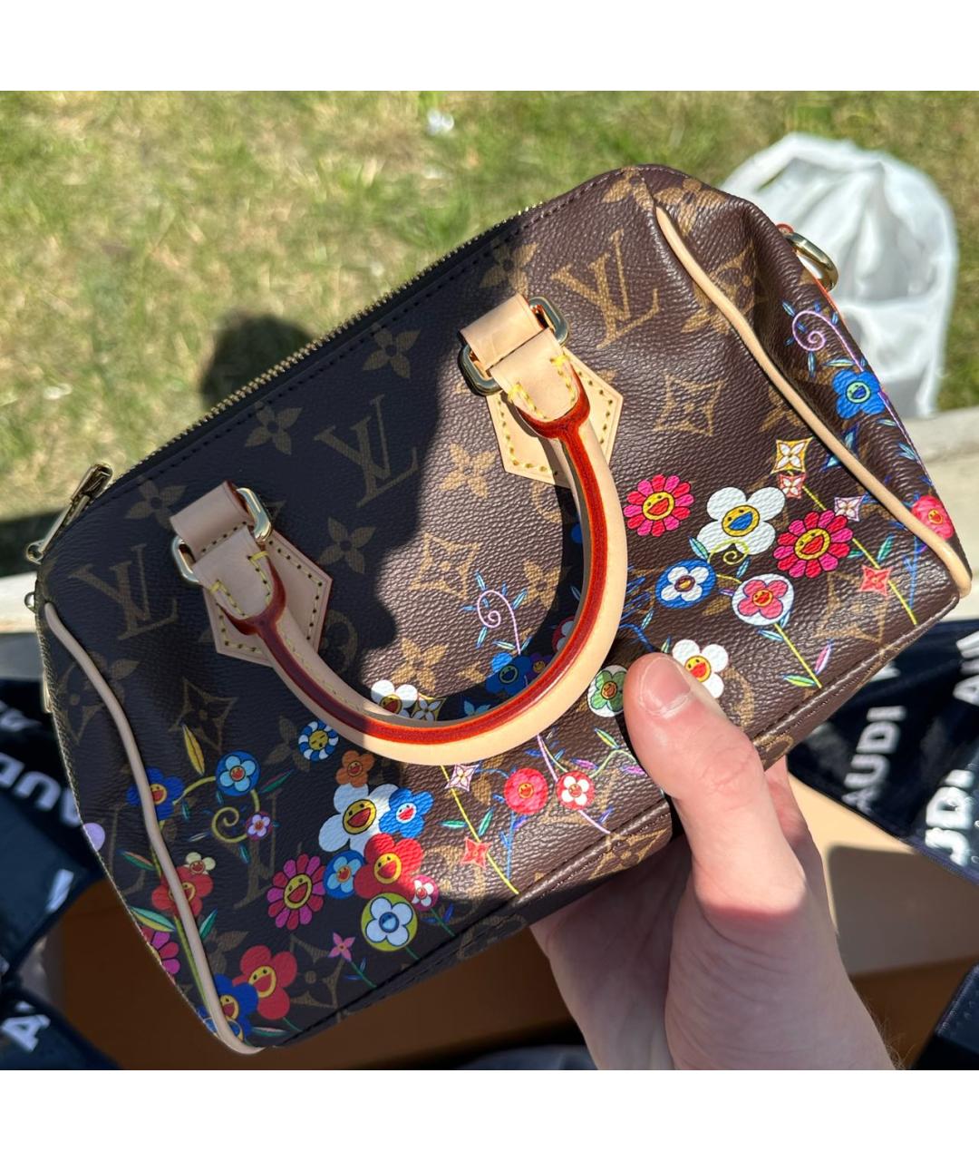 LOUIS VUITTON Коричневая кожаная сумка с короткими ручками, фото 5
