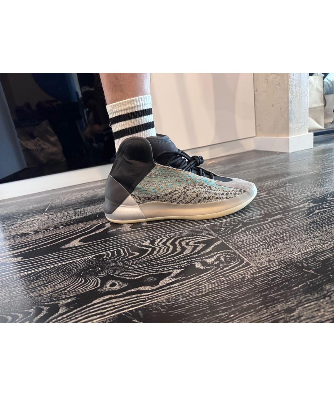 ADIDAS YEEZY Серые текстильные высокие кроссовки / кеды, фото 5