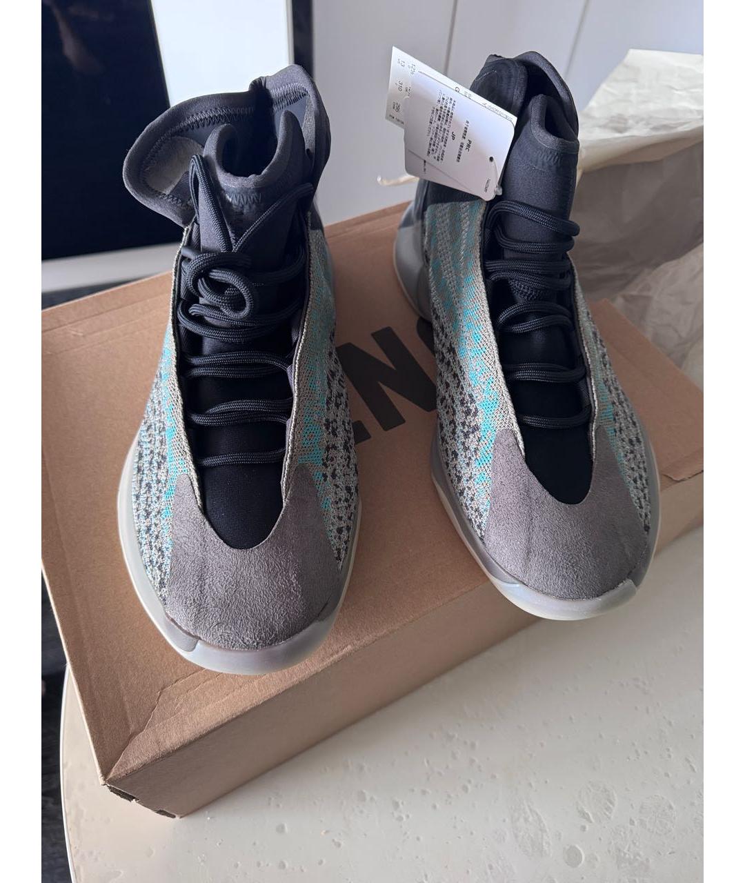 ADIDAS YEEZY Серые текстильные высокие кроссовки / кеды, фото 3