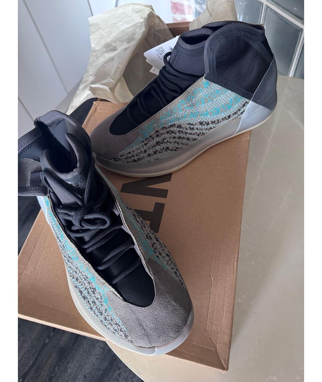 ADIDAS YEEZY Серые текстильные высокие кроссовки / кеды, фото 2