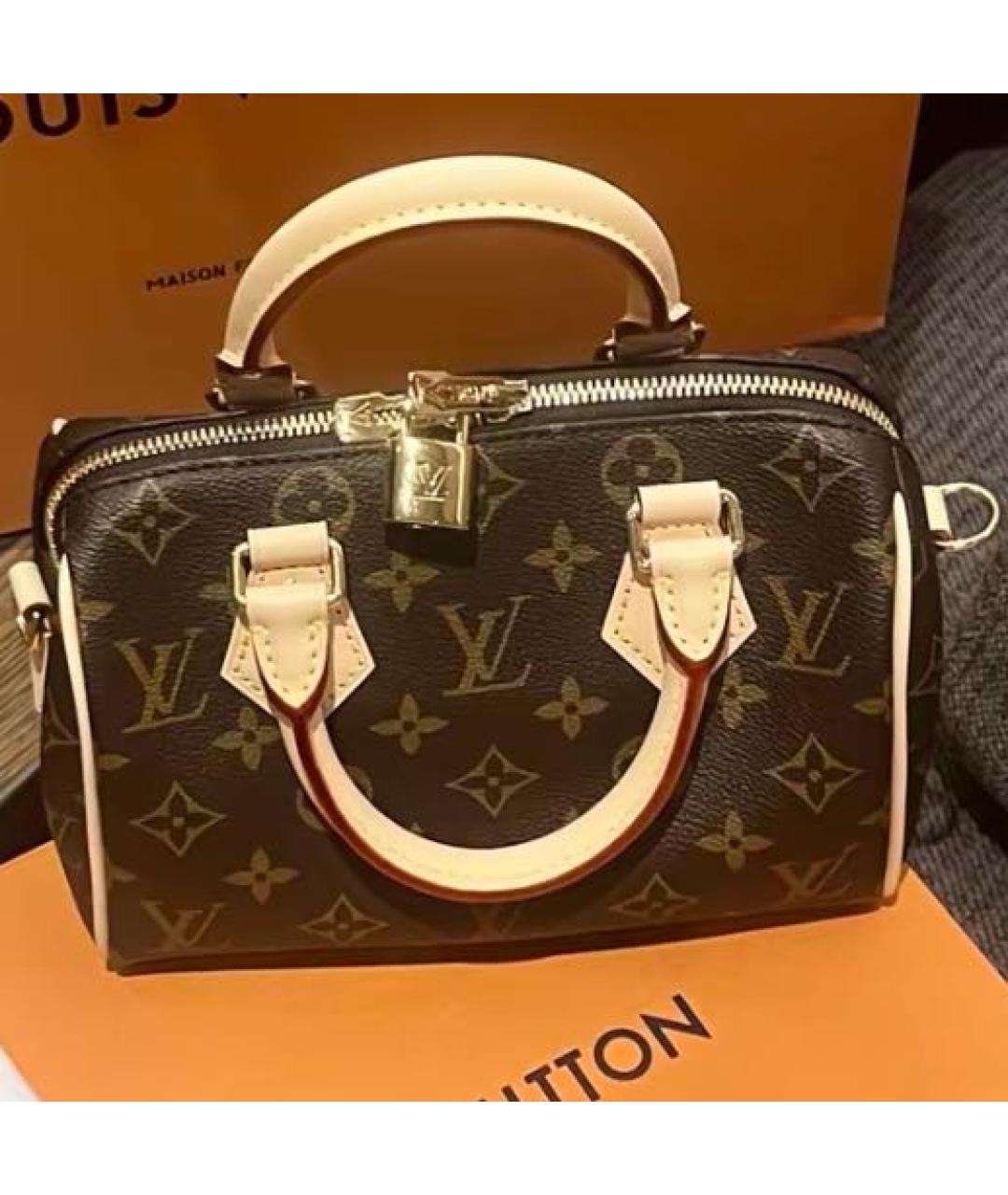 LOUIS VUITTON Коричневая кожаная сумка через плечо, фото 6