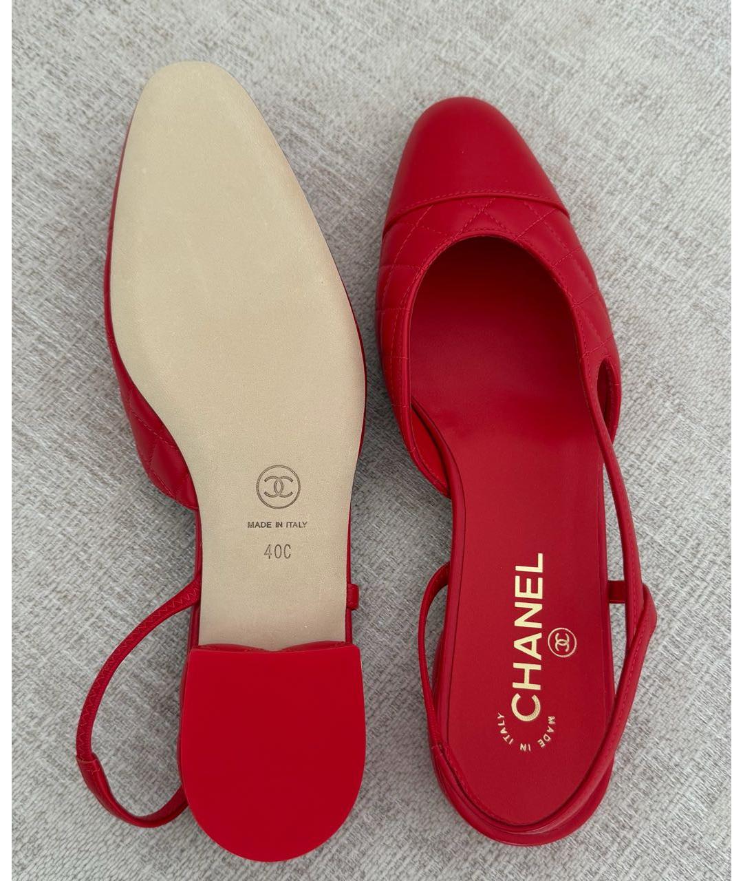 CHANEL Красные кожаные туфли, фото 4