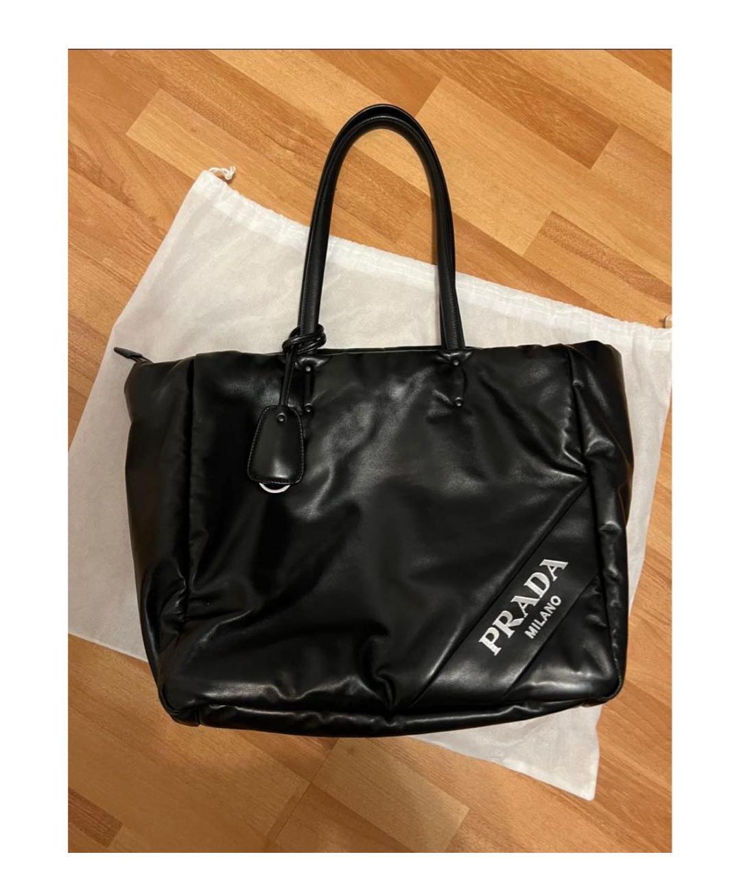 PRADA Черная кожаная сумка тоут, фото 4