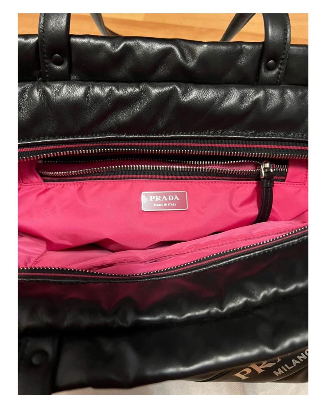 PRADA Черная кожаная сумка тоут, фото 2