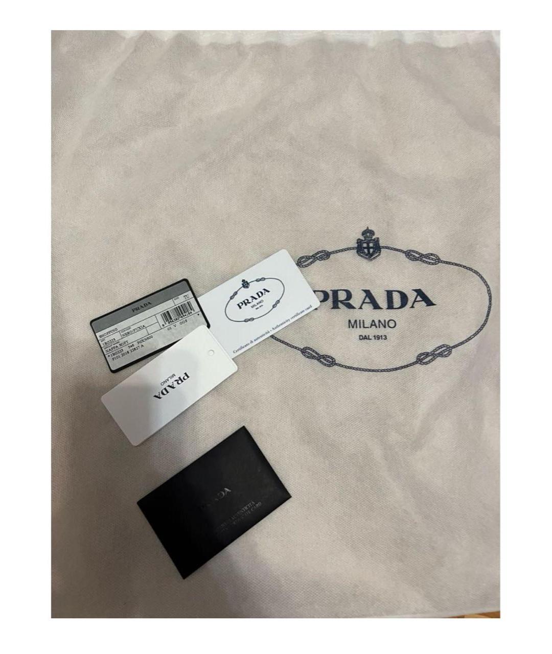 PRADA Черная кожаная сумка тоут, фото 3