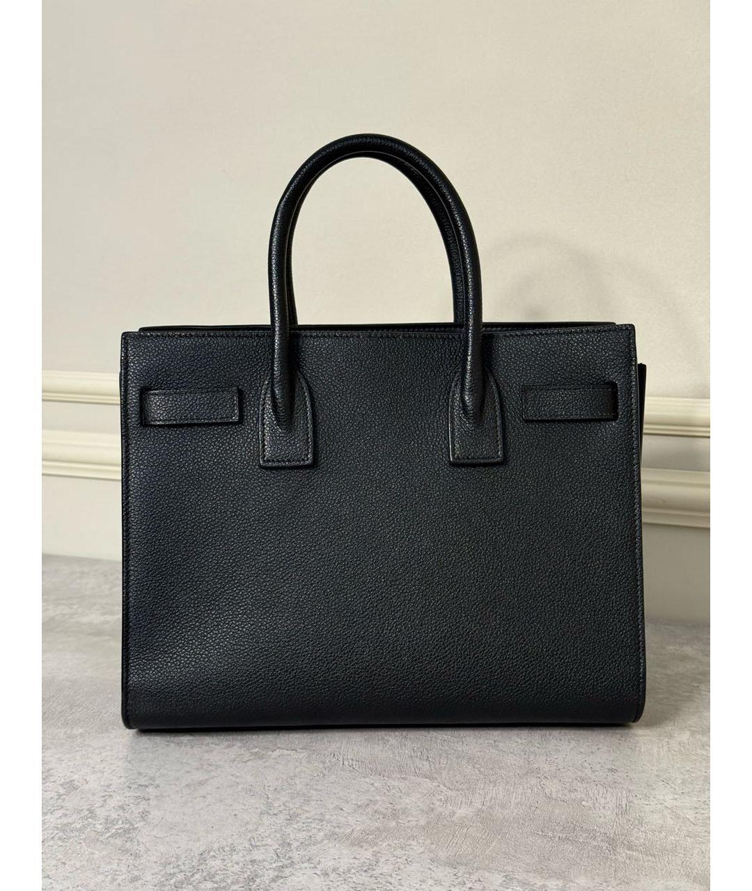SAINT LAURENT Черная кожаная сумка с короткими ручками, фото 8